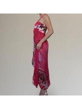 Vintage Save the Queen silk maxi dress. Size L.